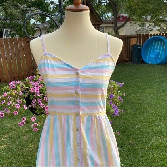 Earth Angel Nasty Gal Dress Pastel Stripe Midi - Picture 2 of 14